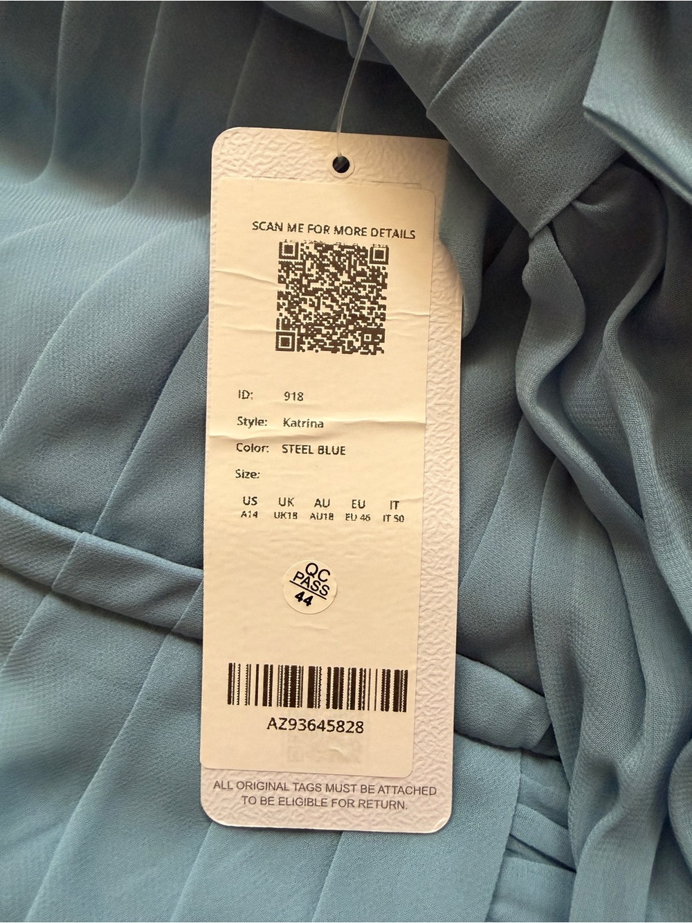 Azazie Katrina Steel Blue A-Line One Shoulder Chiffon Dress - Picture 7 of 8